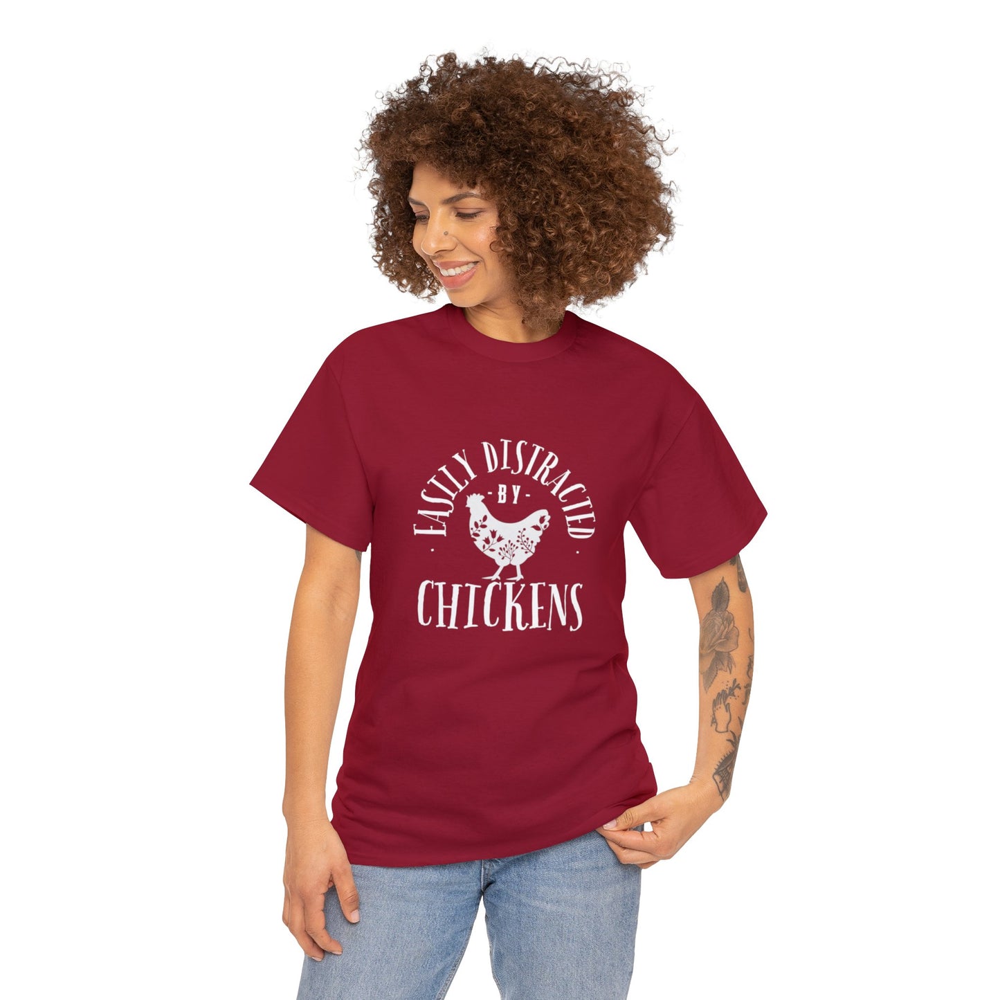 Easily Distracted By Chickens - Unisex Heavy Cotton Tee