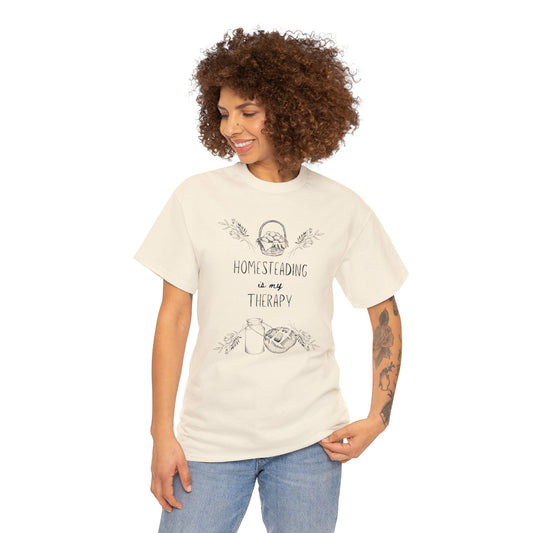 Homesteading Is My Therapy - Unisex Heavy Cotton Tee