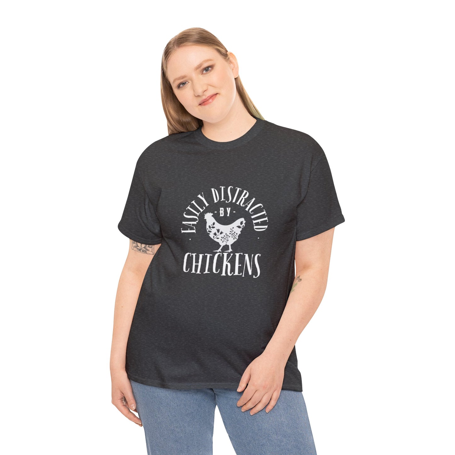 Easily Distracted By Chickens - Unisex Heavy Cotton Tee